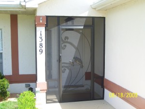 Screened Front Door with Manatee Decoration